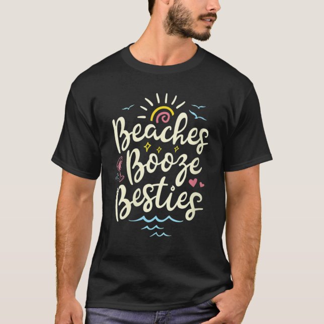Camiseta Beaches Booze Besties Summer Best Friend Girls Tri (Frente)