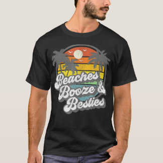 Camiseta Beaches Booze e Besties Engraçado Retro 70s Beach