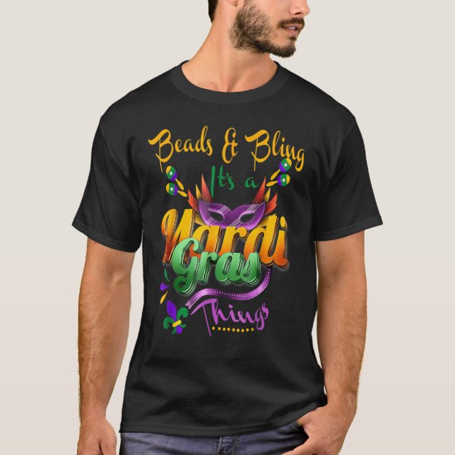 Camiseta Beads And Bling It's A Mardi Gras Thing Fleur De L (Frente)