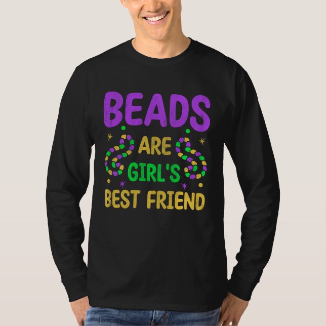 Camiseta Beads Are Girl s Best Friend Mardi Gras Fleur De L (Frente)