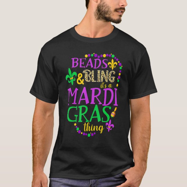 Camiseta Beads & Bling It's a Mardi Gras Thing Leopard Mard (Frente)