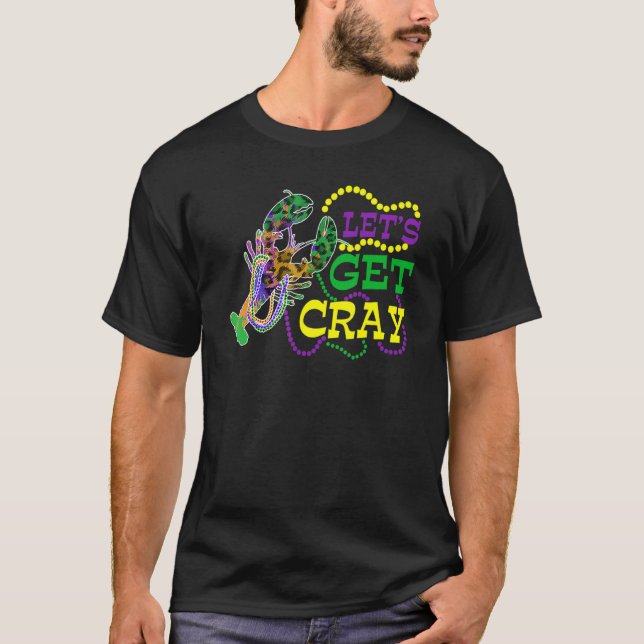 Camiseta Beads Bling Let's Get Cray Dabbing Crawfish Mardi  (Frente)