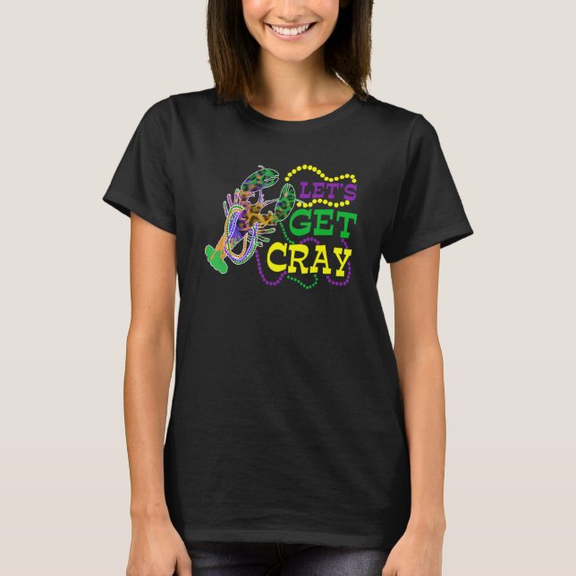Camiseta Beads Bling Let's Get Cray Dabbing Crawfish Mardi  (Frente)