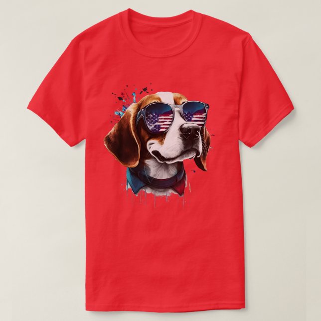 Camiseta Beagle 4 de julho de 2 (Frente do Design)