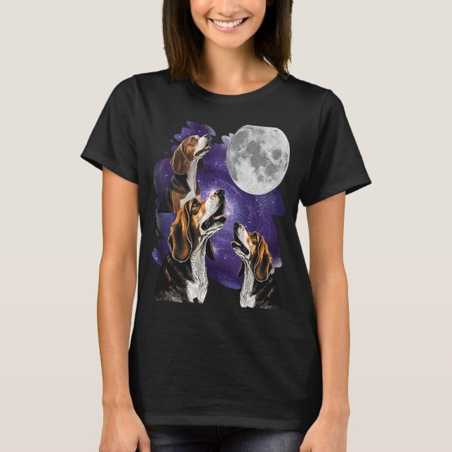 Camiseta Beagle Beagle Howling Na Lua Beagle (Frente)