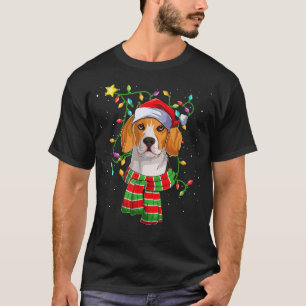 Camiseta Beagle Christmas Lights Santa Hat Dog Owner