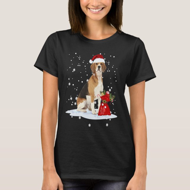 Camiseta Beagle Christmas  Santa Hat Animal  Kids (Frente)