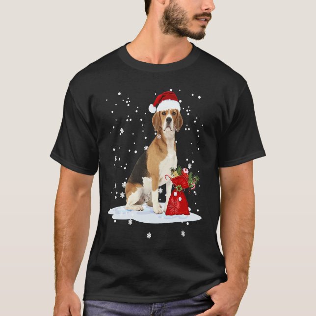 Camiseta Beagle Christmas  Santa Hat Animal  Kids (Frente)