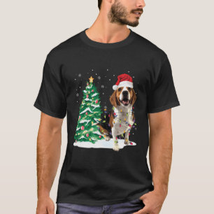 Camiseta Beagle Christmas Tree Lights Papai noel Engraçado