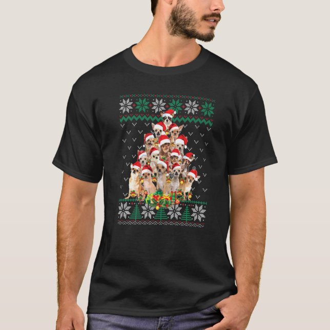 Camiseta Beagle Christmas Tree Papais noeis Ugly Sweater Cã (Frente)