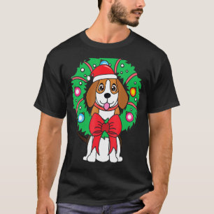 Camiseta Beagle Christmas Wreath Ornament Mãe Pai Cachorro