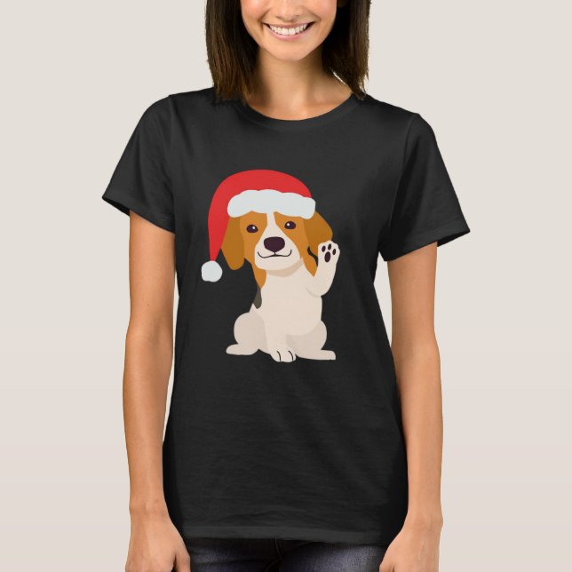 Camiseta Beagle com Papai noel para amantes de cachorros (Frente)