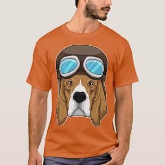 Camiseta Beagle como piloto com chapéu piloto