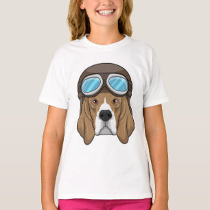 Camiseta Beagle como piloto com chapéu piloto