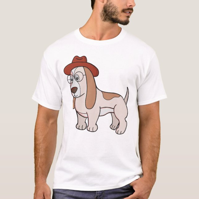 Camiseta Beagle de óculos com Fedora (Frente)