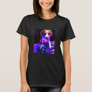 Camiseta Beagle DJ Vaporwave Estética Cachorro Homens Mulh