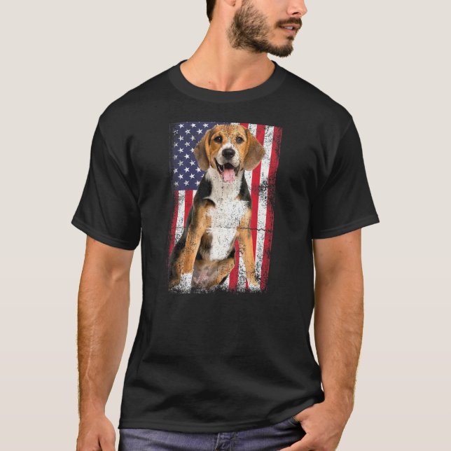 Camiseta Beagle Dog American Flag Vintage (Frente)