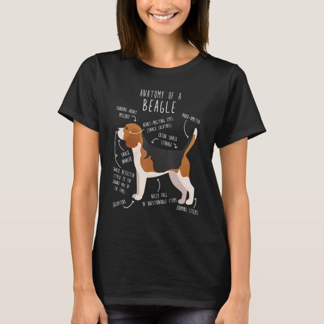 Camiseta Beagle Dog Anatomy  Cute Pet  Dog Mom Dog Dad (Frente)