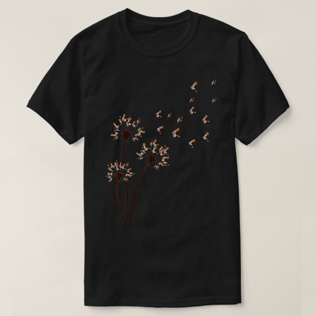 Camiseta Beagle Dog Flower Fly Dandelion  For Dog Mama Dog  (Frente do Design)
