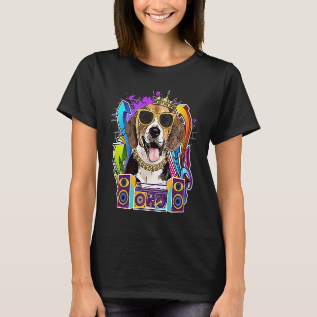 Camiseta Beagle Dog Hip Hop 90s Rap Music (Frente)