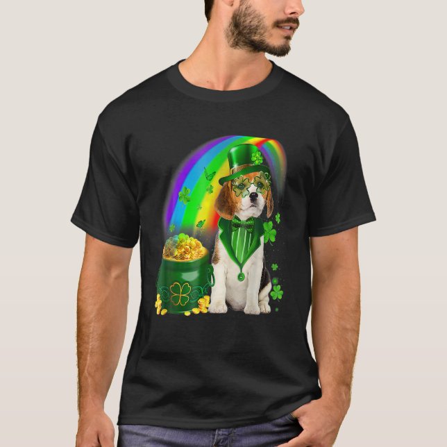Camiseta Beagle Dog Irish Leprechaun Rua Patrick Day (Frente)