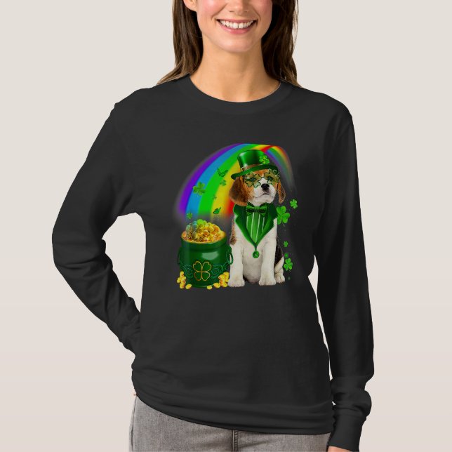 Camiseta Beagle Dog Irish Leprechaun Saint St Patrick Day (Frente)