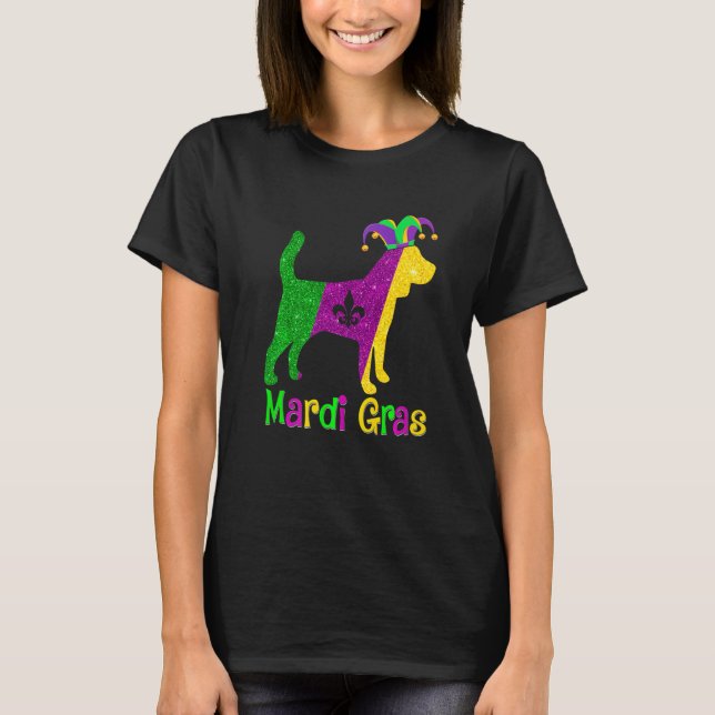 Camiseta Beagle Dog Lover Mardi Gras Carnival Jester Premiu (Frente)