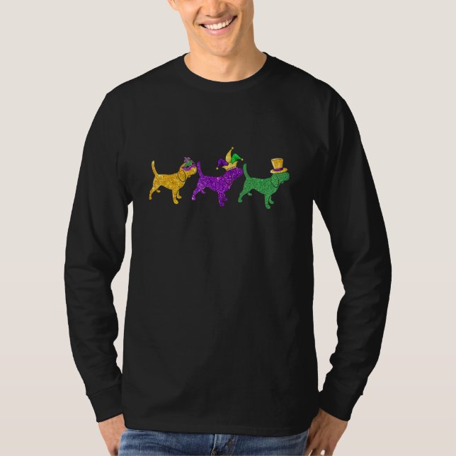 Camiseta Beagle Dog Mardi Gras Hat Mask Matching Family (Frente)