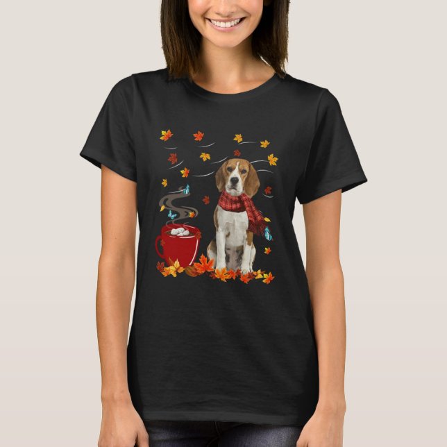Camiseta Beagle Dog Scarf Fall Chocolate Autumn (Frente)