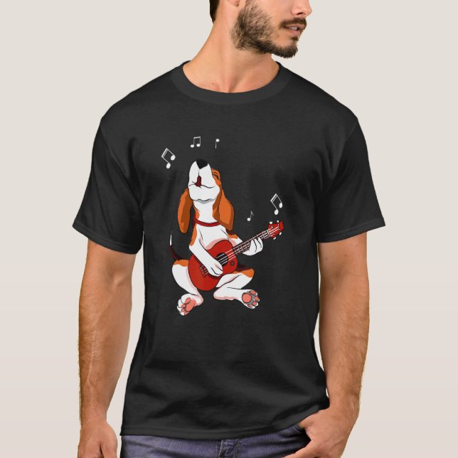 Camiseta Beagle Dog Tocando Violão Cachorro Pet Cachorro Po (Frente)