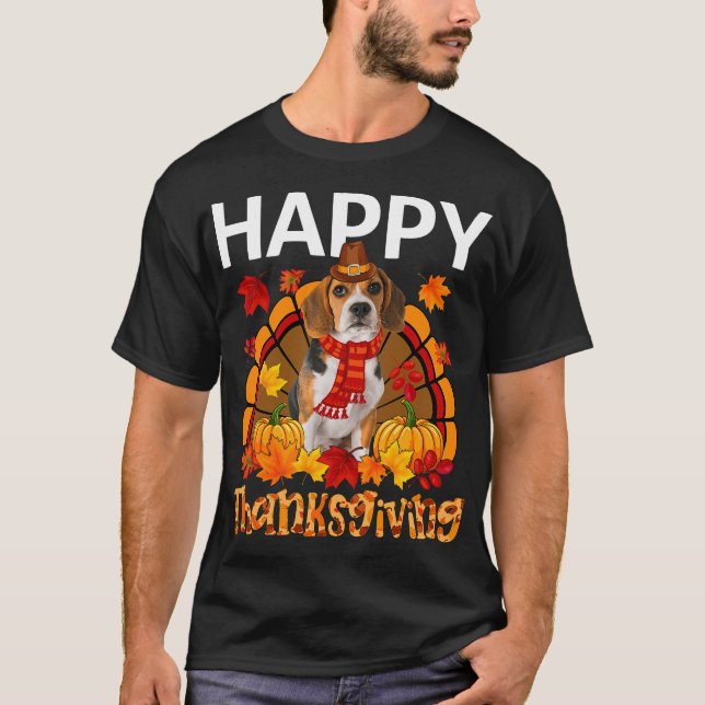 Camiseta Beagle Dog Turkey Costume Fall Vibes Thanksgiving (Frente)