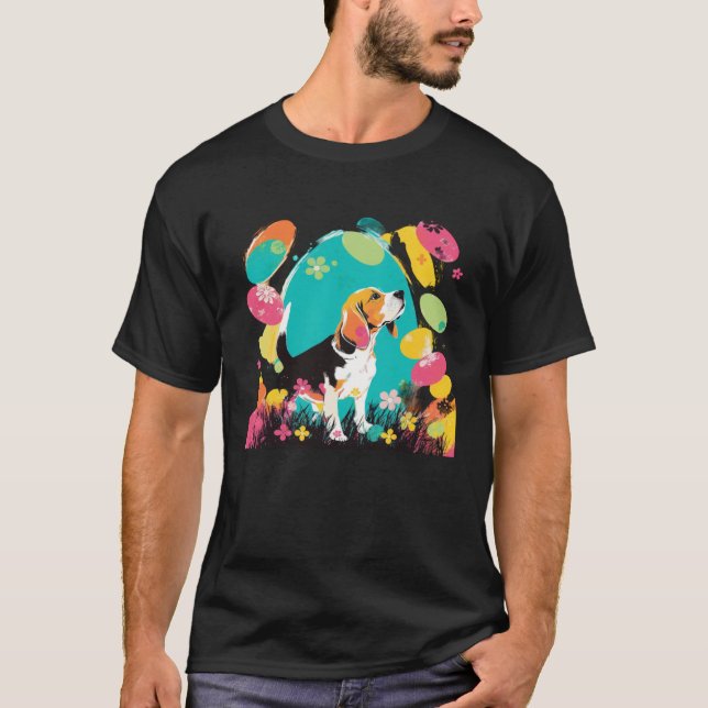 Camiseta Beagle Easter Egg Spring Flowers Dog  Paint Splatt (Frente)