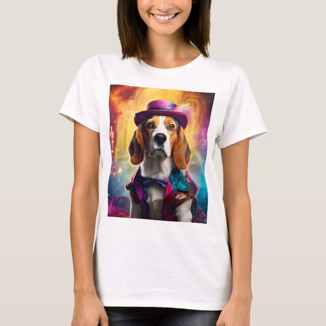Camiseta Beagle em fantasia vibrante (Frente)