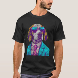 Camiseta Beagle Engraçada Vestindo Gráfico de Roupa dos 80