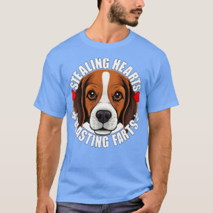 Camiseta Beagle Engraçado Roubando Corações Explosivos Cu