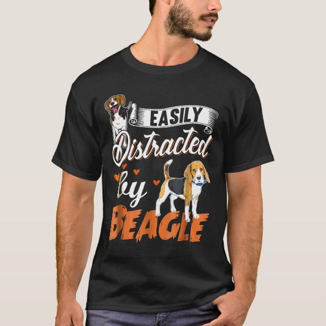 Camiseta Beagle Facilmente Distraído Por Beagle (Frente)