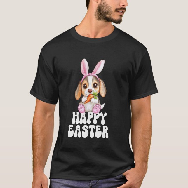 Camiseta Beagle Feliz Dia de Páscoa Cachorro (Frente)