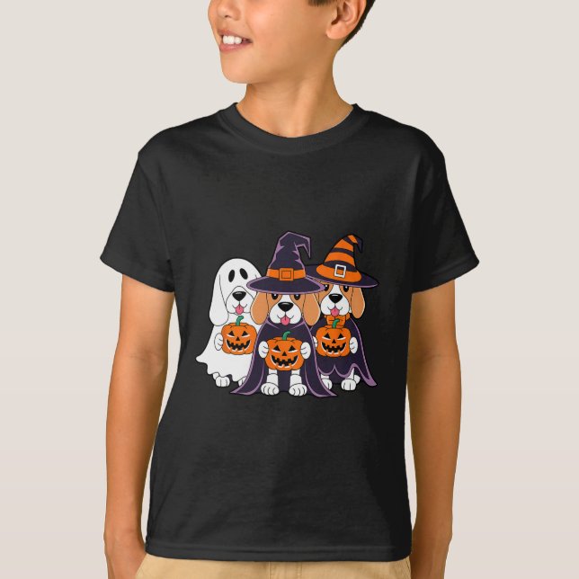 Camiseta Beagle Ghost Pumpkin Halloween Design Para Amor De (Frente)