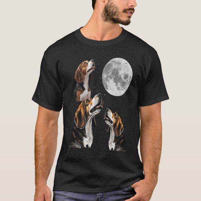 Camiseta Beagle Howling na Lua (Frente)