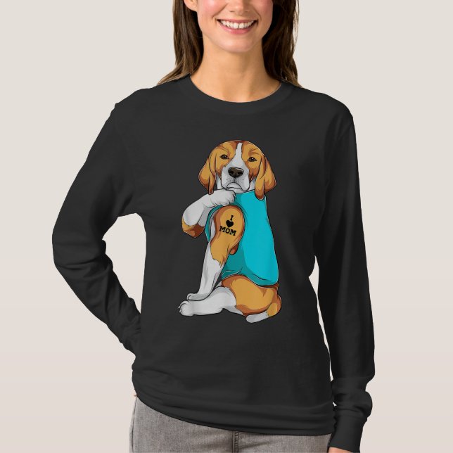 Camiseta Beagle I Love Mamãe Roupa, Cachorro Mamãe Dona Mul (Frente)