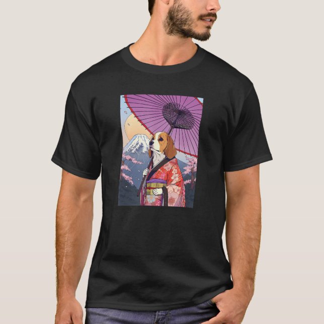 Camiseta Beagle Kimono Funny Dog Geisha (Frente)