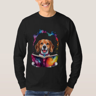 Camiseta Beagle Lading Book Dog Engraçado Impressão Gra