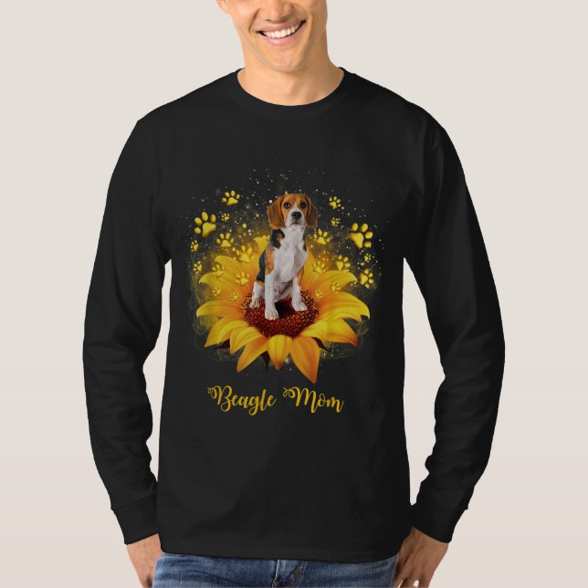 Camiseta Beagle Mãe Girassol Com Dia de as mães De Cães (Frente)