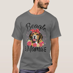 Camiseta Beagle Mama Florals Cachorro Bonito Dia de as mães