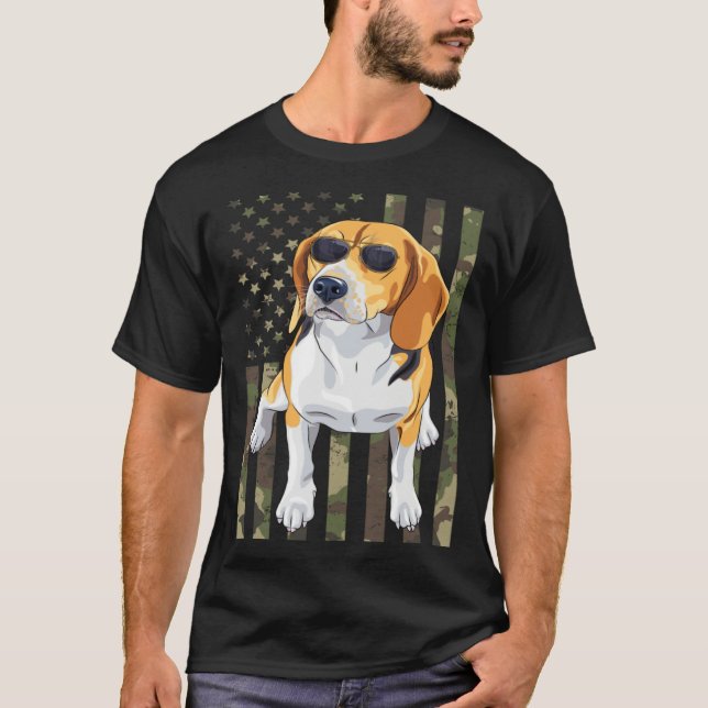 Camiseta Beagle Men Women Beagle Dad Mom Camo USA Flag Beag (Frente)