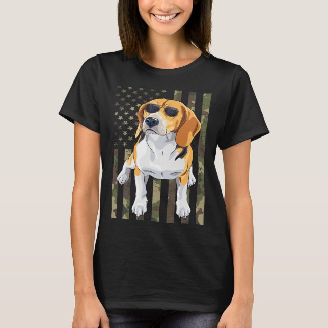 Camiseta Beagle Men Women Beagle Dad Mom Camo USA Flag Beag (Frente)