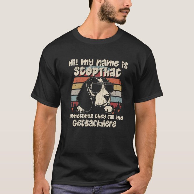 Camiseta Beagle Meu Nome É Parar O Cão Engraçado (Frente)