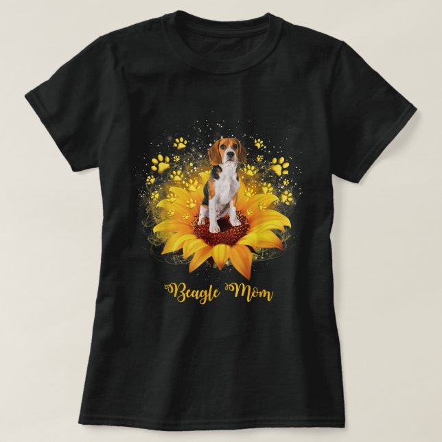 Camiseta Beagle Mom Sunflower With Dog Paw Mother's Day  (Frente do Design)