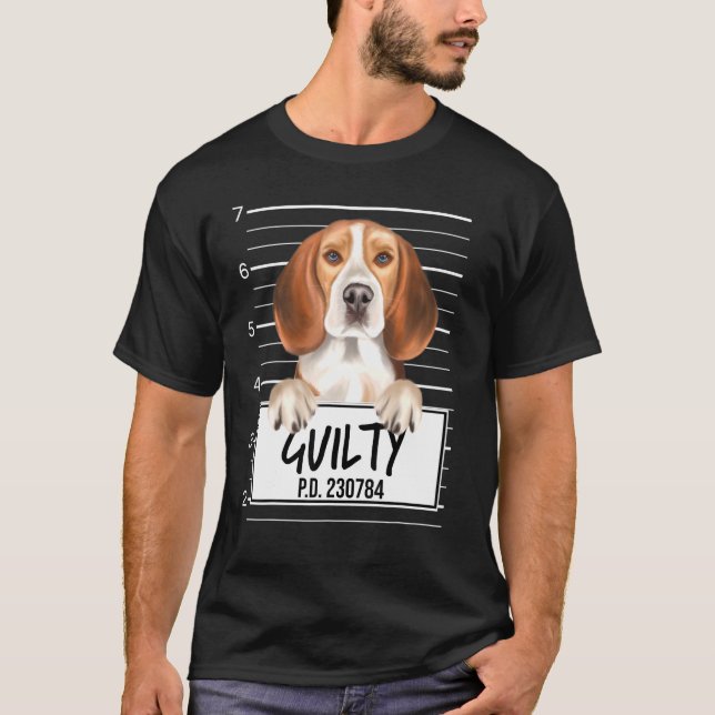 Camiseta Beagle Mugshot Guilty Dog (Frente)