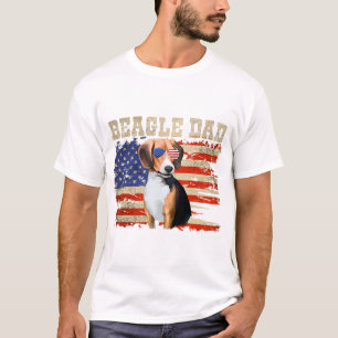 Camiseta beagle pai americano bandeira cão americano july 4
